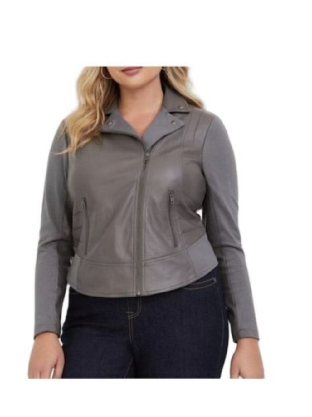Torrid Gray Faux Leather Moto Jacket Plus Size 1X nwt baddie biker chick